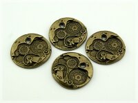 4 Uhrwerk Anhänger in antik Bronze, steampunk