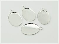 5 Fassungen silberfarben für 25 x 18 mm Cabochons