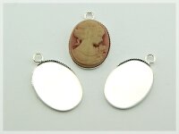 5 Fassungen silberfarben für 25 x 18 mm Cabochons