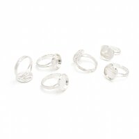 6 Ringrohlinge silberfarben für 12 mm Cabochon