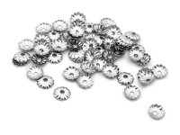kleine Perlkappen aus Messing in platinfarben 6 mm 50...