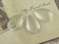 4 tropfenförmige Cabochons, Glas klar, 25 x 18mm