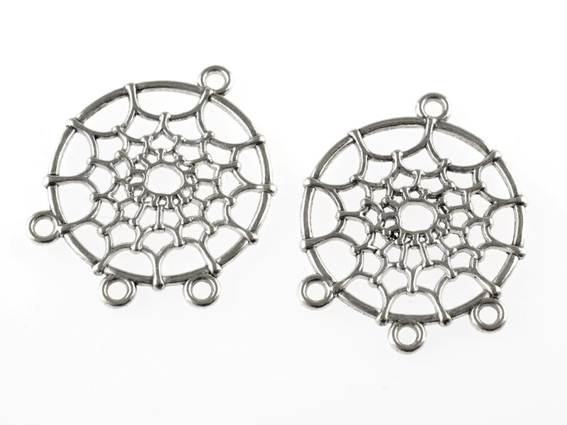 2 filigrane Anhänger "Dreamcatcher" in antik silberfarben