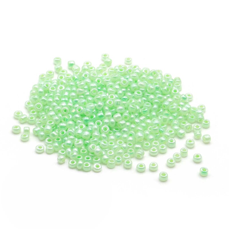 Rocailles Perlen mint glänzend 3 mm 50 g Packung Glasperlen