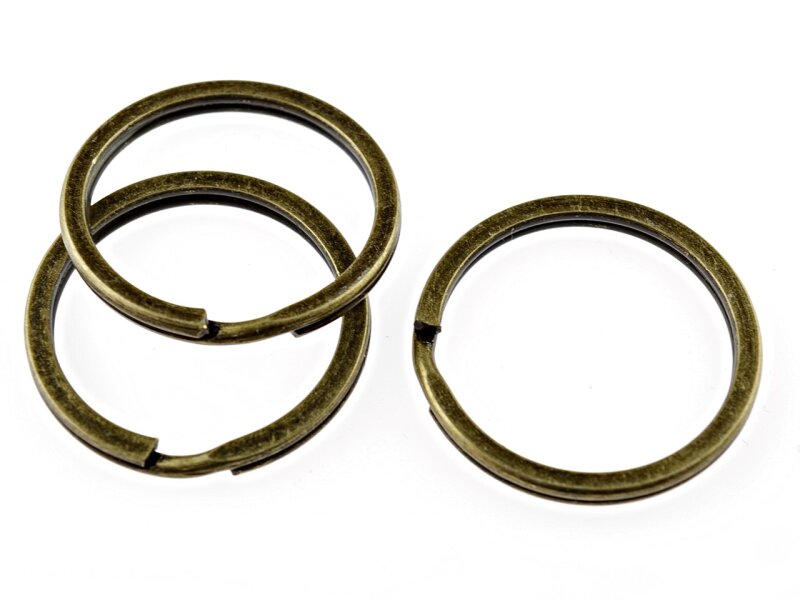 4 flache Schlüsselringe in antik bronzefarben