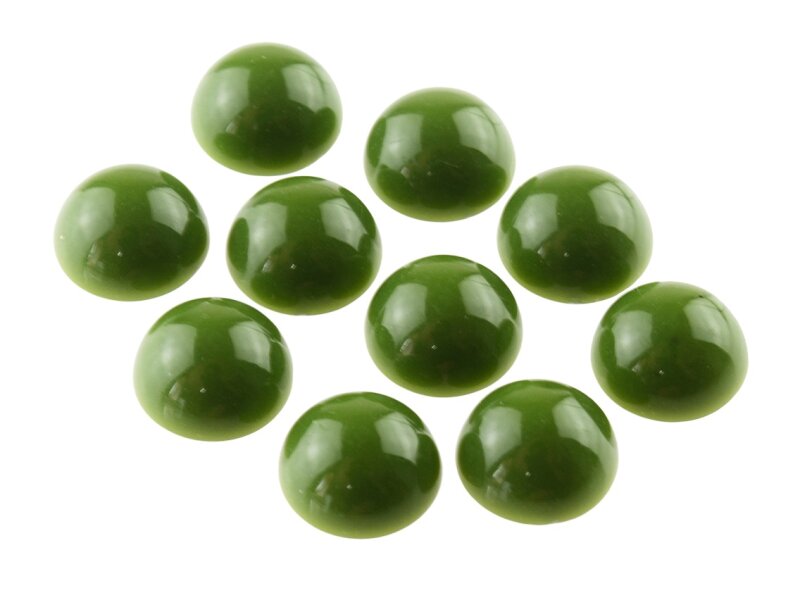 10 Cabochons aus Acryl in khaki, 12mm