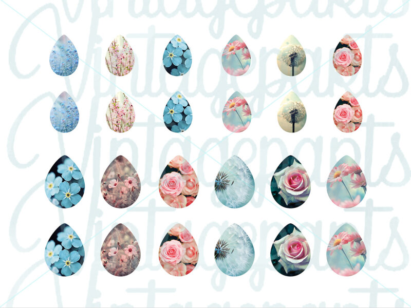 Motivbogen "Springtime" für Tropfen Cabochons