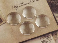 4 dicke gewölbte Cabochons, 18 mm, Glas klar