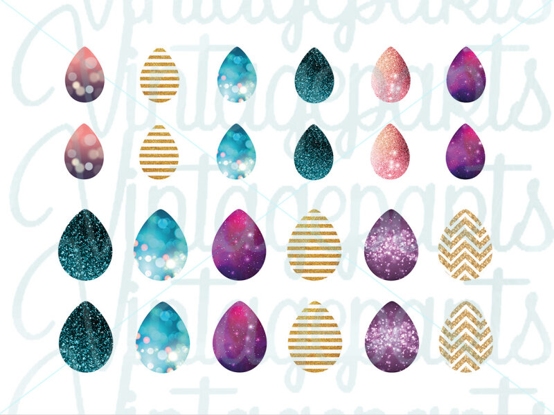 Motivbogen "Glitter" für Tropfen Cabochons