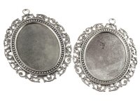 2 Fassungen für 40 x 30 mm Cabochons in antik...