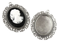 2 Fassungen für 40 x 30 mm Cabochons in antik...