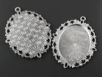 2 Fassungen für 40 x 30 mm Cabochons in silberfarben