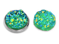 grün-blaue Cabochons Eiskristalle gold funkelnd 12...