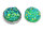 grün-blaue Cabochons Eiskristalle gold funkelnd 12 mm 4 Stück