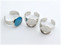 4 Ring Rohling silberfarben für 14 mm Cabochon