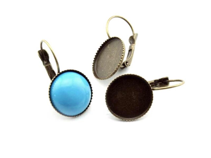 6 Brisuren in antik Bronze für 14 mm Cabochon