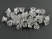 kleine hohe Perlkappen in silberfarben 6 mm 50 Stück