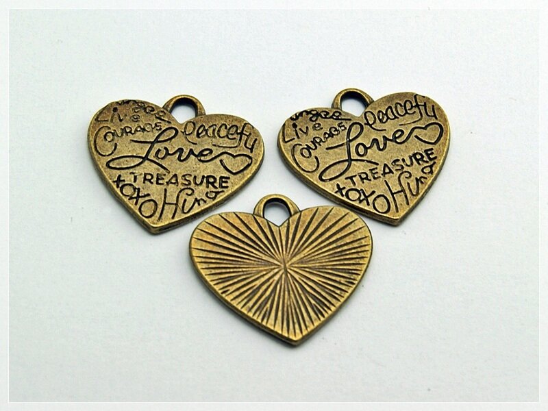 5 Herzen in vintage Bronze