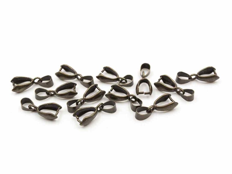 12 schlichte Collierschlaufen in Vintage bronze, 20 mm