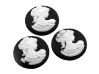 4 Cabochon/Kamee in schwarz, 20 mm
