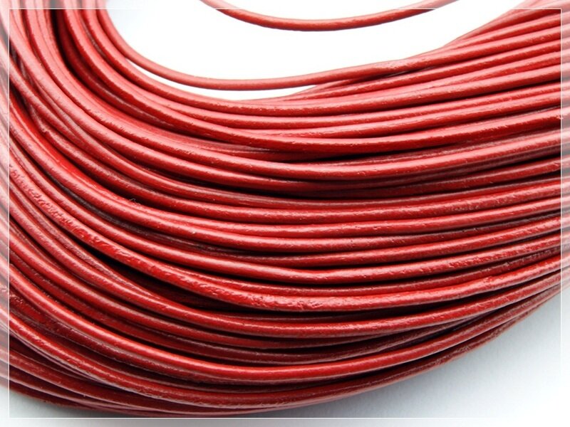 2 m echtes Lederband rot 2 mm