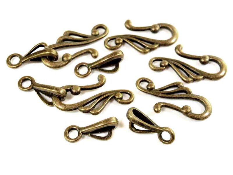 5 Hakenverschlüsse in Vintage bronze