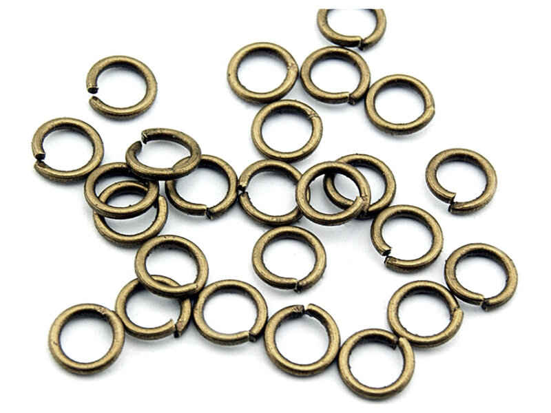 50 Biegeringe in antik Bronze 6 mm Messing