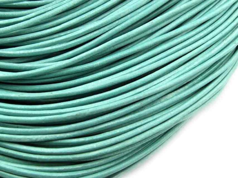 2 m echtes Lederband aqua 2 mm