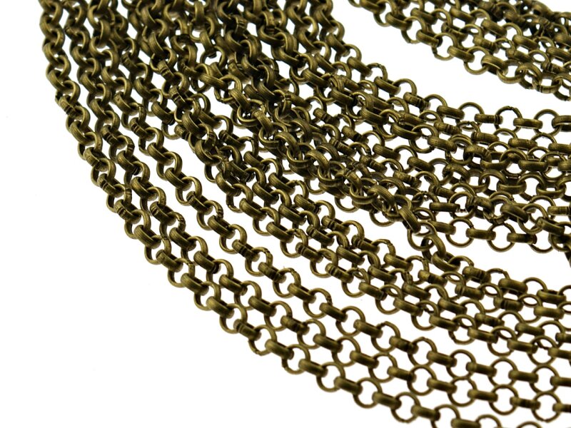 Jasseronkette in antik bronzefarben, 4 mm, 2 Meter
