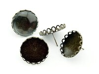 4 Ohrstecker in antik Bronze für 20 mm Cabochon