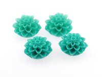 4 Cabochons in Blumenform, türkis 15 mm