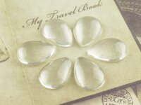 6 Cabochons Tropfenform 18 x13 mm Glas klar