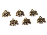 Anhänger als Elefant in antik bronze 6 Stück